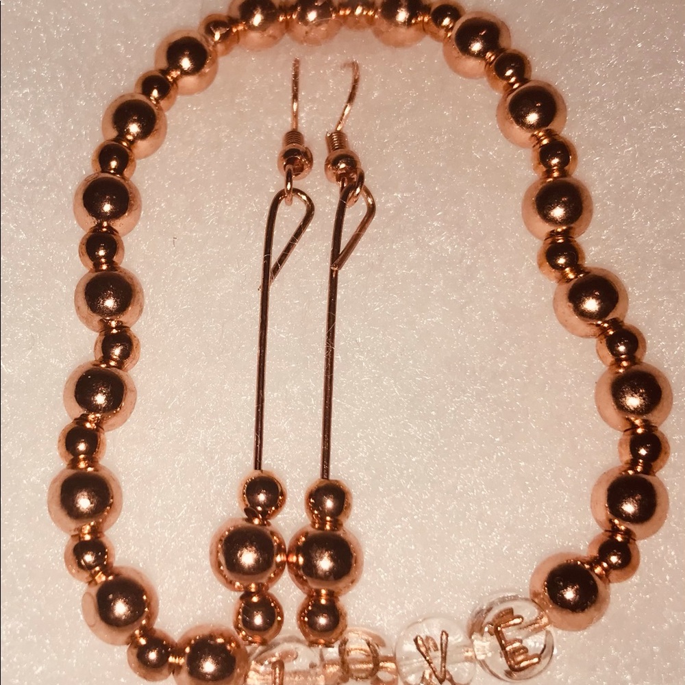 ROSE GOLD BRACELET AND EARRINGS SET